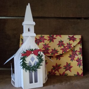Landhaus Kapelle Box Karte, Flache Faltkarte, Frühling Garten Briefpapier, Kompliment umschlag, Geschenk für Sie, Urlaubskarte