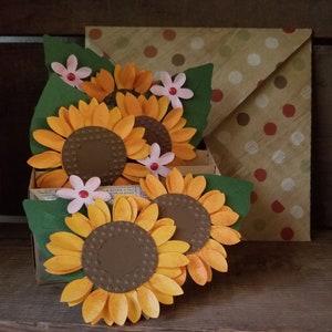 Kiste Sonnenblumen Box Karte, Flat Fold Karte, Floral Briefpapier, Kompliment briefumschlag, Geschenk für Sie, Blumen in Kiste Karte