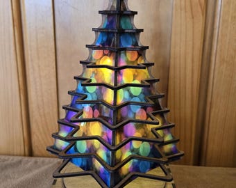 Wood and Acrylic Lighted Christmas Tree