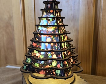 Wood and Acrylic Lighted Christmas Tree