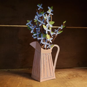Krug mit Blumen Karte, flache Klappkarte, florales Briefpapier, passender Umschlag, Geschenk für sie, Blumen im Wassereimer