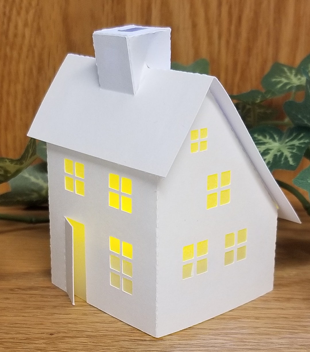 Paper House Luminary Tea Light Christmas Village Saltbox Etsy
