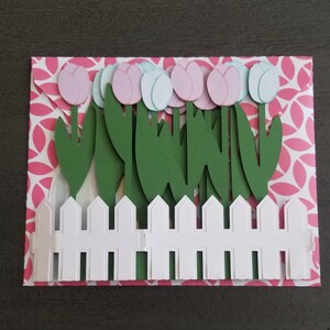 Tarjeta Tulip Box, Tarjeta plegable plana, Papelería spring garden, sobre de cortesía, regalo para ella, tarjeta de jardín de flores