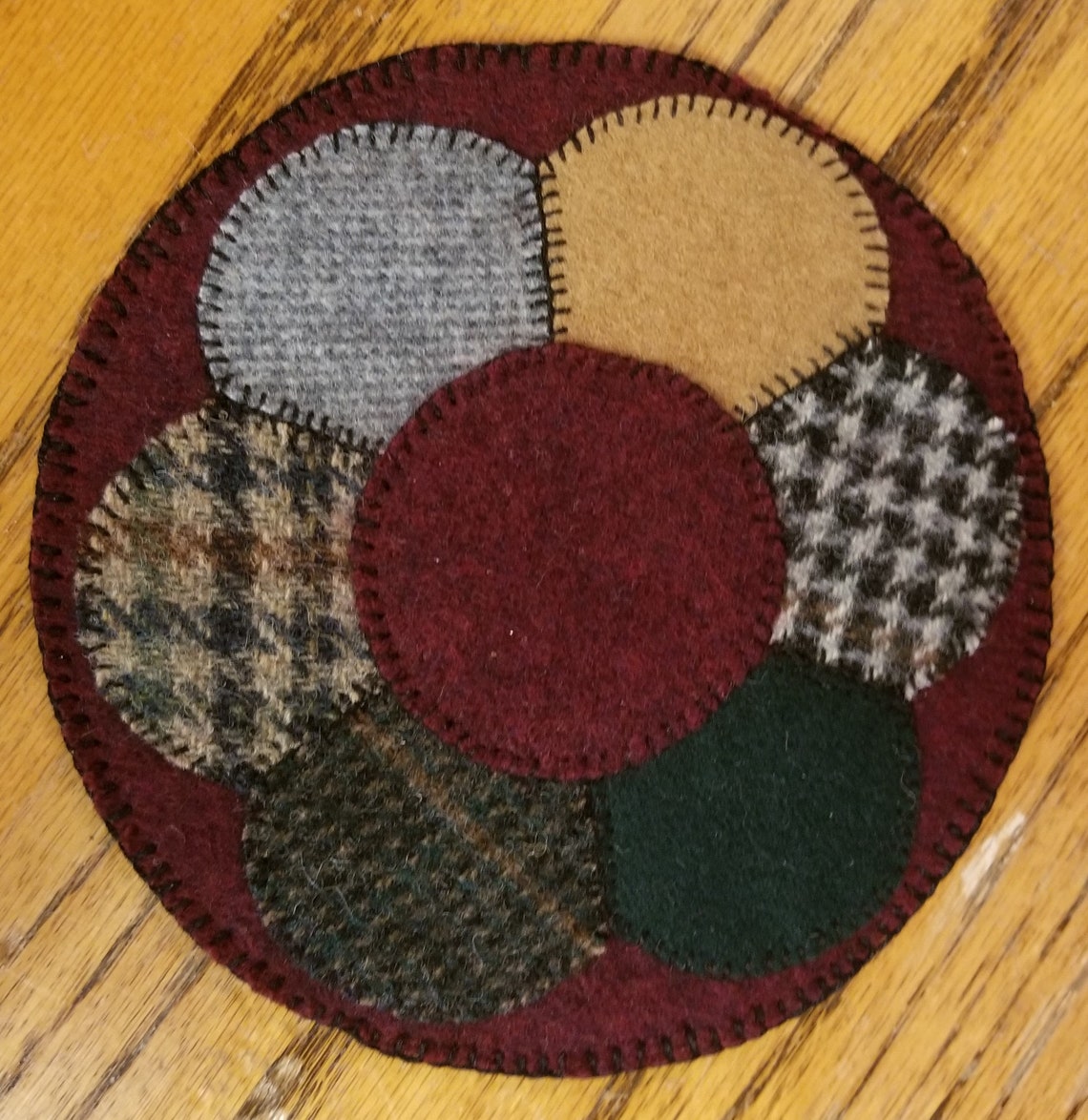 Wool Applique Candle Mat Wool Felt Penny Rug Mug Rug Felted Etsy