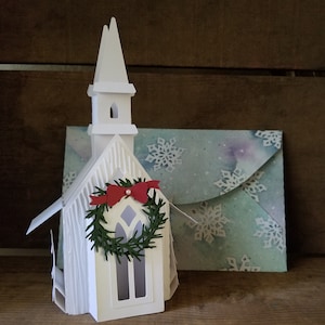 Country Chapel Box Card, Flat Fold Card, Spring Garden Briefpapier, Complimenting Envelop, Cadeau voor haar, Vakantie Card