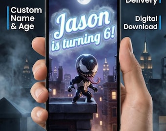 Mensaje de vídeo personalizado de Venom para cumpleaños, con nombre y edad personalizados (descarga digital)