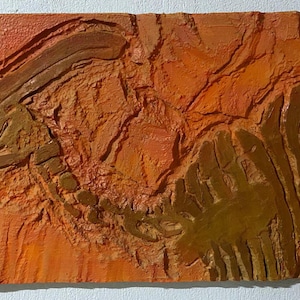 Parasaurolophus Fossil Wall Art - 3D Dinosaur Relief Sculpture - Prehistoric Jurassic Decor - Handmade Paleontology Gift