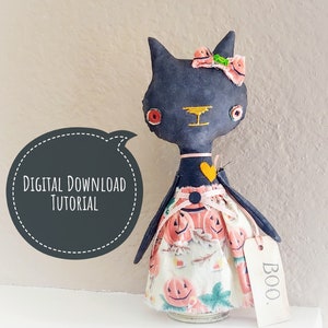 Halloween Cat Doll Tutorial - PDF Files - Primitive Doll Tutorial - Instant Download
