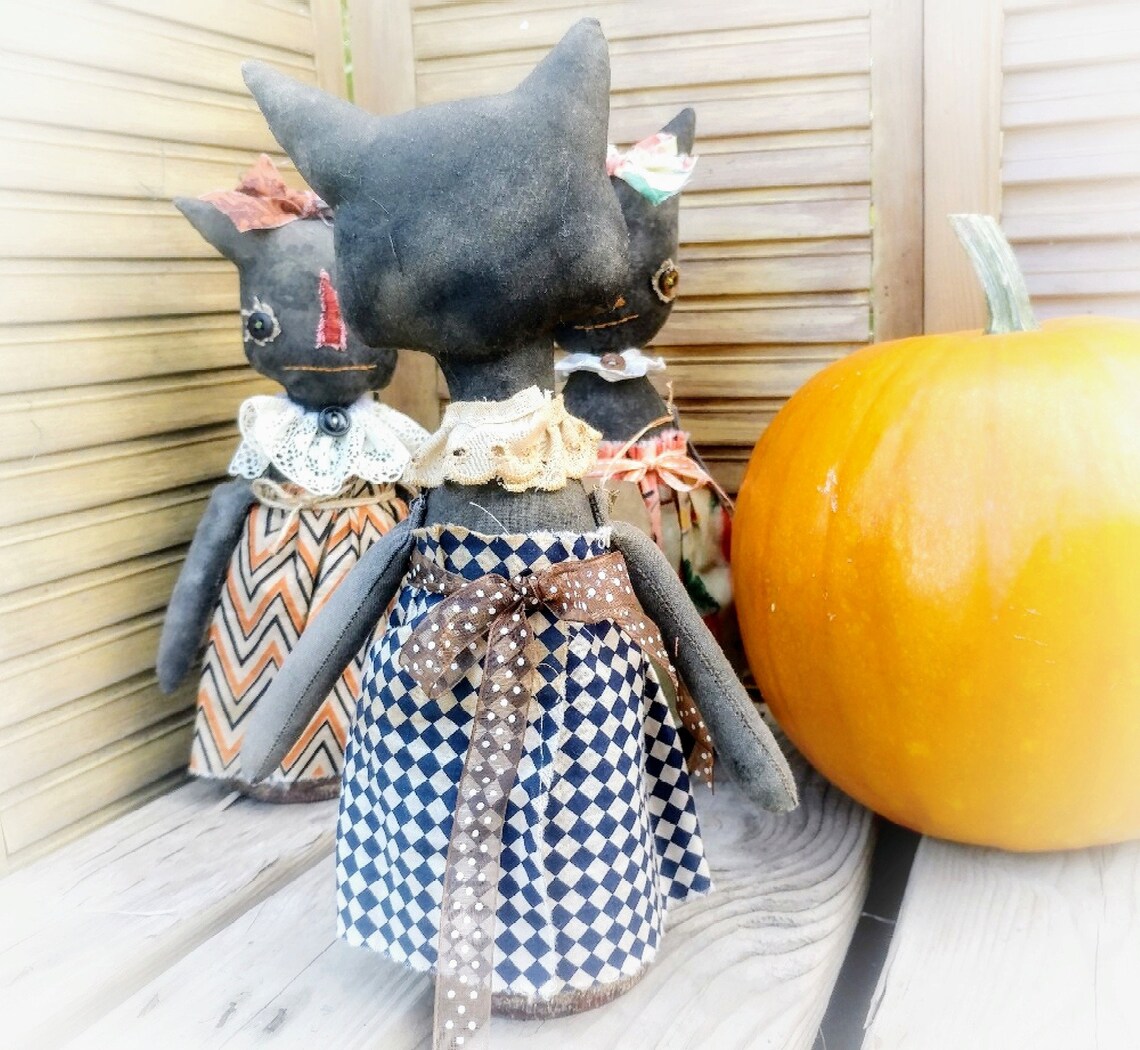 Halloween Cat Doll Tutorial PDF Files Primitive Doll Etsy