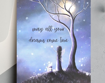 PRINTABLE GREETING Card, 'May All Your Dreams Come True' Birthday Cards, greeting cards to print, instant download, 5x7 inches, FAIRY