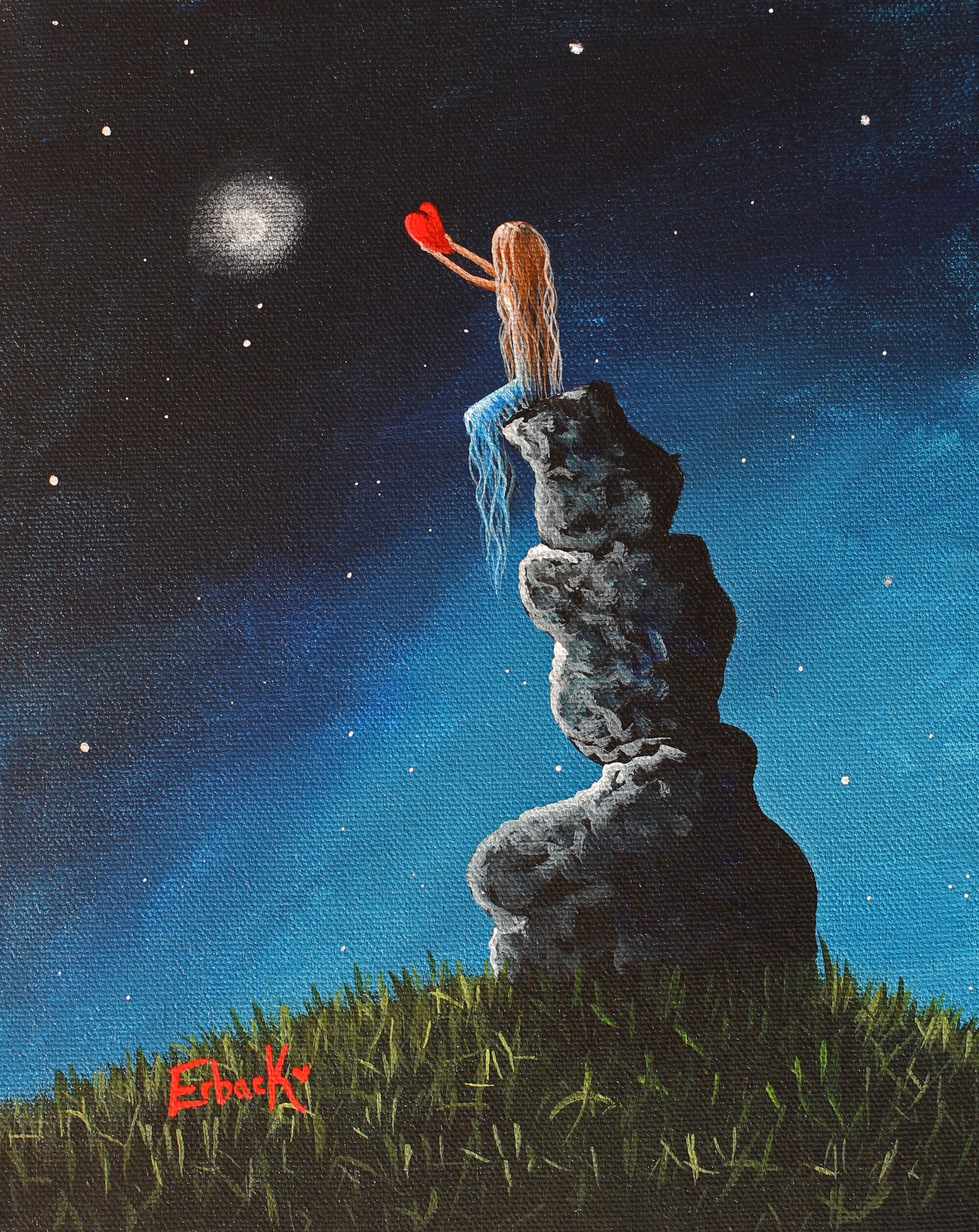 Girl Art Prints Surreal Art Erback Art Girl Sitting Alone Etsy