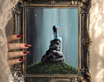 Fairy Moon Wall Art Print: Whimsical Celestial Fantasy Decor (Digital Download)