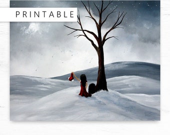 Saddest art, sad painting, Goth Art, Instant Download, Missing You, unique art, Winter Art To Print, grieving, Memories of love, loss