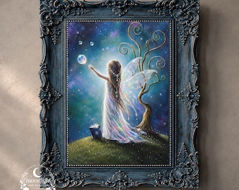 Printable Wall Art October Birthstone Fairy Opal Fairy Art Whimsical Fairy Printable Celestial Fantasy Wall Decor Iridescent Fairy Art