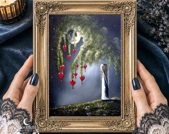 Dreamy Gothic Wall Art Romantic Bedroom Decor Dark Feminine Art Moody Fantasy Decor Bleeding Heart Art Surreal Wall Print For Woman Bedroom