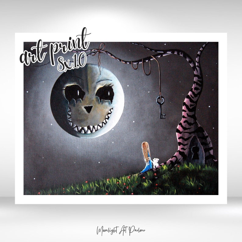 WONDERLAND ART PRINTS, alice in wonderland, art prints, wall art, gothic art, fantasy art, best selling, fairytale, cheshire cat, original image 1