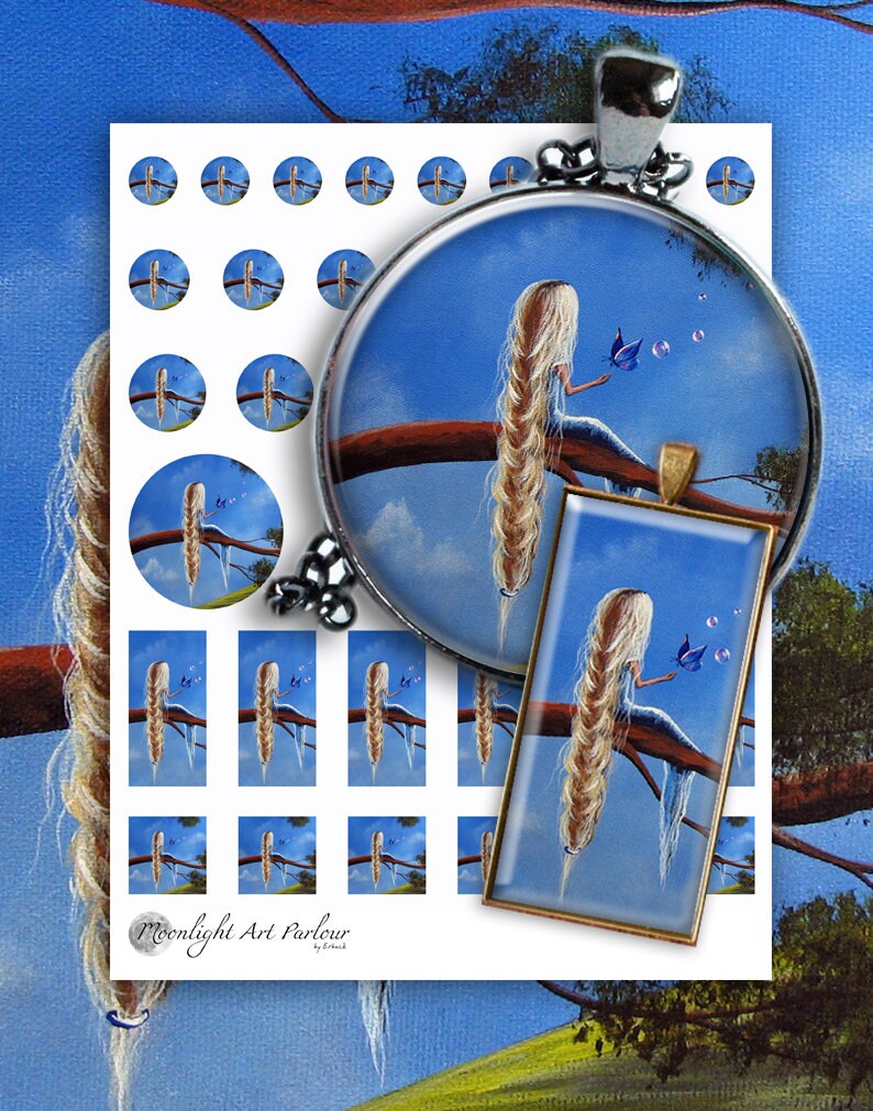 25 digital download circle images for round pendants RAPUNZEL printable square and round 16 magnets 50 mm instant download bezels 20