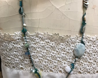 Boho Crocheted Necklace or Wrap Bracelet