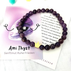"Lavender Magic" beaded bracelet - 15 cm long - Amethyst bracelet for children - Protective bracelet - Encouragement bracelet - Children's bracelet - Back-to-school gift -