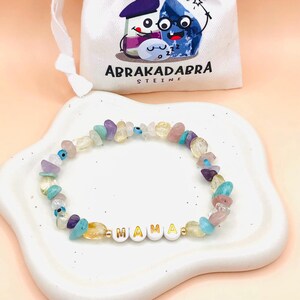 Personalized gemstone bracelet-bracelet made of gemstones-bracelet for mom-natural stone bracelet-gift idea-Mother&#39;s Day gift-gift-19 cm