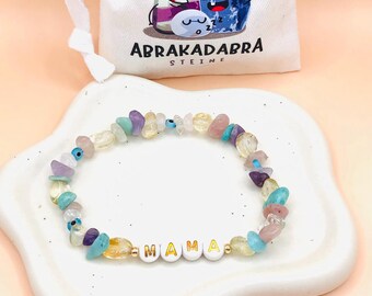 Bracciale personalizzato con pietre preziose "Mamma" - braccialetto con pietre preziose - braccialetto per la mamma - idea regalo per la mamma - regalo per la festa della mamma - 19 cm