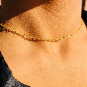 Necklace &quot;HeartToHeart&quot;-925 silver-18k gold-plated silver chain-Filigree chain-Link chain-Gift for women-Minimalist jewelry