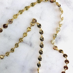 Flower chain-18k gold-plated-304 stainless steel-sold by the meter 18k gold-plated-4 mm wide-flower chain DIY jewelry making-DIY jewelry accessories-link chain