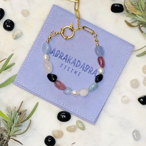 Bracelet &quot;LicoriceMeetsGold&quot;-Tourmaline Bracelet-Gemstone Bracelet-Protection against negative energy-Tourmaline-18k gold-plated-Mother&#39;s Day gift