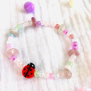 DIY Perlenarmband-Armband-Marienkäfer-Edelstein Armband-DIY-Set-Kindergastgeschenk-Mitgebsel Kindergeburtstag-Talisman Armband-Glücksbringer
