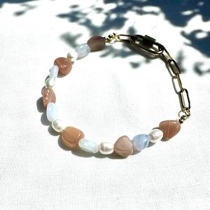 Pearl bracelet &quot;Paradise&quot;-gemstone bracelet-gold-plated bracelet-bracelet made of healing stone-colorful bracelet-gift idea for women-talisman-summer jewelry