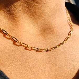 18k gold-plated chain- 316 stainless steel chain-Paper clip link chain-42 cm long-Vintage style-Minimalist chain-Gift for women