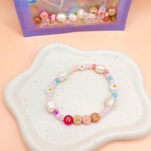 personalisiertes Armband-personalisierte Kindergastgeschenke-DIY Set-DIY Armband-Kleinigkeiten Schultüte-Geburtstagstüte-Perlenarmband