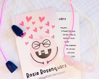 Gemstone necklace beads "Rosie Rose Quartz" - Rose Quartz necklace - Rose Quartz pendant - Gemstone pendant - Healing stones - Back-to-school gift