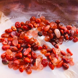 Gemstone Chips 5 mm drilled-Gemstone Carnelian-Jewelry Making Supplies-Carnelian drilled-Tumbled Stone drilled-Carnelian Decoration