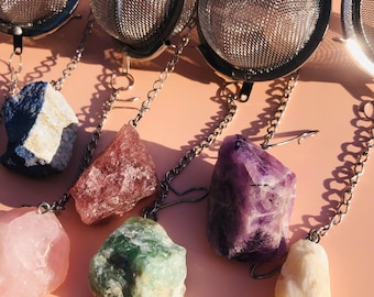 Teesieb-Tesssieb Edelstein-Roh Edelstein-Teezubreitung-Tee Zeit-Geschenkidee-Geschenk für Teeliebhaber-Geschenk Frau Oma Mama-Amethyst Roh