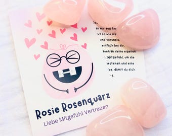 Pierre précieuse « Quartz rose Rosie » - Quartz rose - Porte-bonheur - Encouragement - Cadeaux de rentrée scolaire - Pierres de guérison - Pierres porte-bonheur