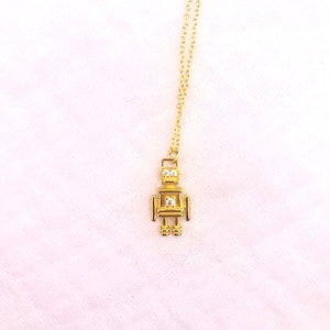 Necklace &quot;Lovely Robot&quot;-925 silver-18k gold-plated silver chain-Filigree chain-Link chain-Gift for women-Minimalist jewelry