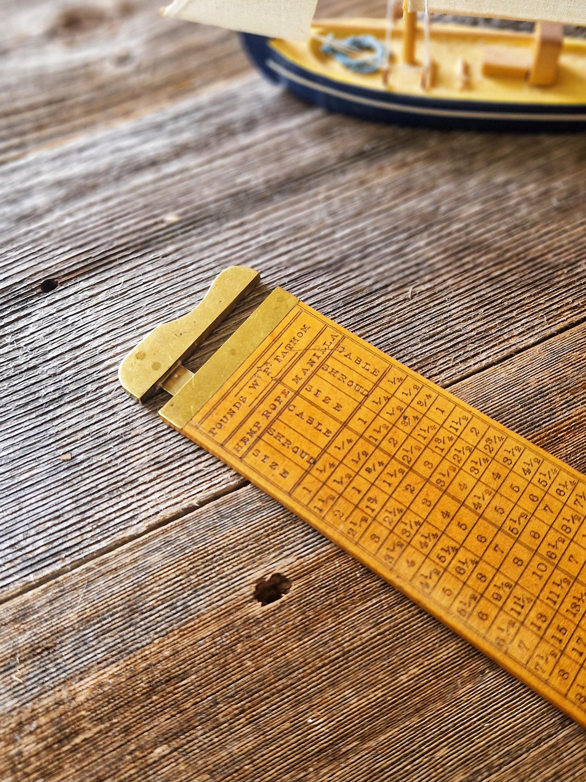 Victorian Nautical Rope Gauge | Dual-scale Boxwood & Brass Measuring ...