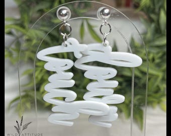 White Script Touchdown Earrings | Lightweight Football Statement Jewelry