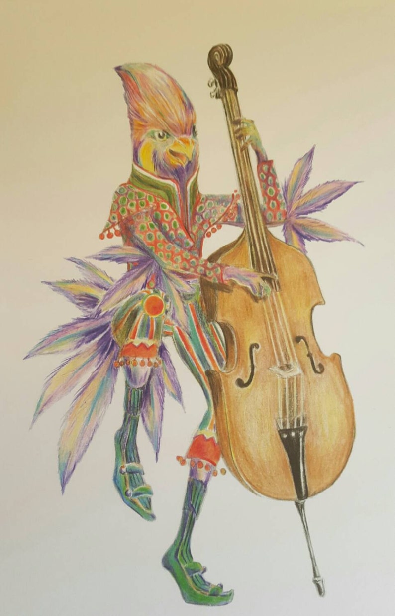 Feathabees Drummer Bird Bard Limited Edition Art Print Feathabees Drummer Bird Bard Limited Edition Art Print