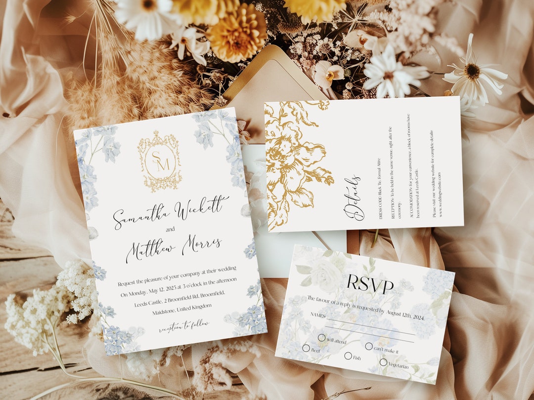 Elegant Royal Core Wedding Invitation Set, With Details and RSVP Card ...