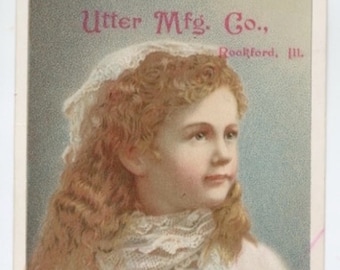 Victorian Trade Card - Farm Equipment Advertising - Pretty Girl - Late 1800s
