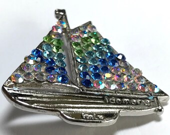 Pricegems Gold Finish Nautical Sailboat Sailing Yachting Crystal Brooch Lapel Pin 1.90 L Pricegems Gold Finish Nautical Sailboat Sailing Yachting Crystal Brooch Lapel Pin 1.90 L