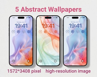 iPhone Hintergrundbild, Abstrakt iPhone Hintergrundbild, Minimalistische iPhone Hintergrundbild, Ästhetische iPhone Hintergrundbild, Moderne weiche Farben, 5 Stück