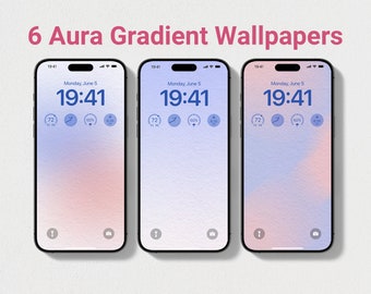 6 Aura Telefon Hintergrundbilder, ästhetischer Farbverlauf Telefon Hintergrund, minimalistischer digitaler Download Hintergrundbilder