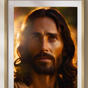 Jesus Christus Porträt Digitaldruck Christliche Kunst digitaler Download Christus Porträt druckbare Wandkunst Jesus AI Porträt Jesus Christus Print