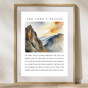 The Lord&#39;s Prayer Christian Prayers Digital Wall Art for Catholics Christian Home Decor Christian Watercolor Art Watercolor the Lords Prayer