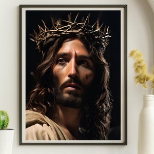 Jesus Christus Porträt Digitaldruck Christliche Kunst digitaler Download Christus Porträt druckbare Wandkunst Jesus AI Porträt Jesus Christus Print