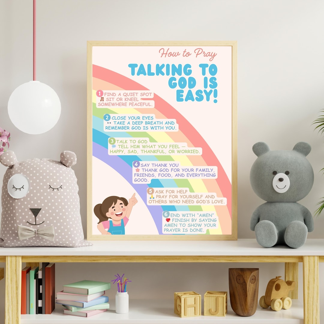 Christian Kids Prayer Poster How to Pray for Children Printable Bible ...