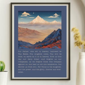 The Lord&#39;s Prayer Christian Prayers Digital Wall Art for Catholics Christian Home Decor Christian Mountains Artwork the Lords Prayer Print